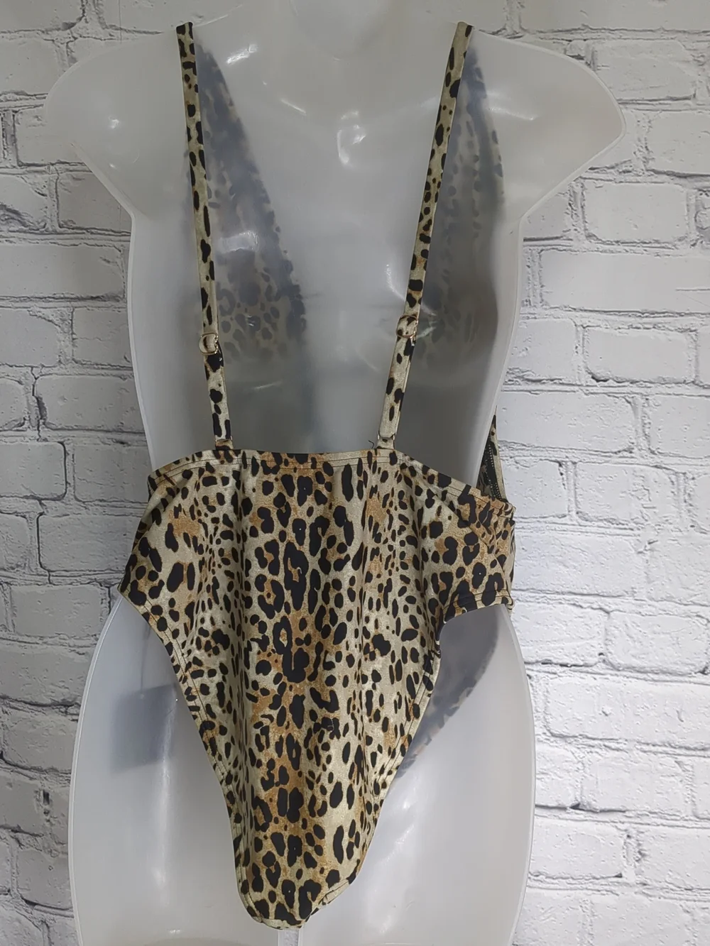 Leopard Print Deep V One-Piece Swimsuit